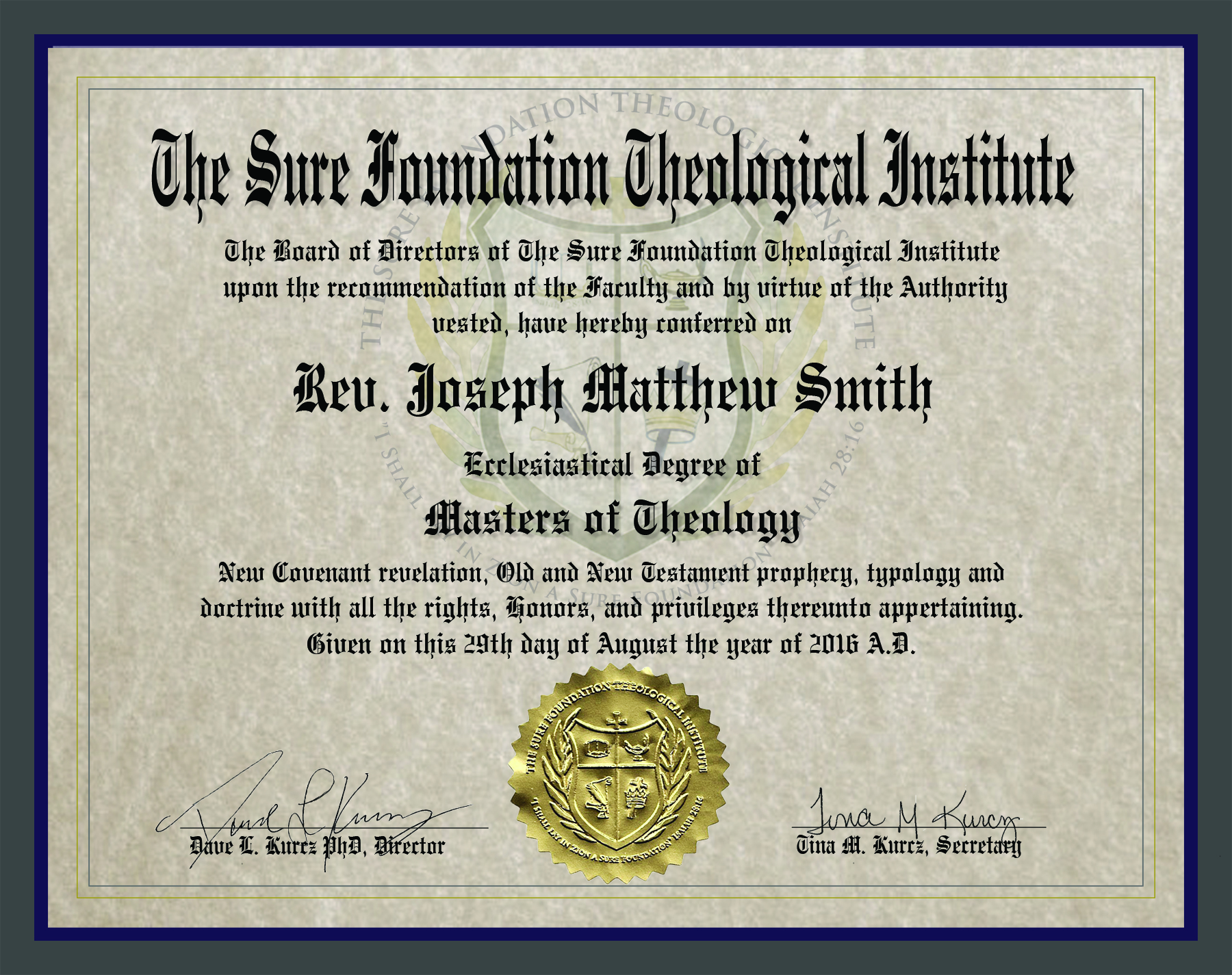Masters Degree in Theology